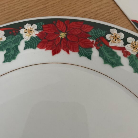 Tienshan Deck The Halls Cake Plate and Server Set Christmas Pattern 11 inch New - Picture 5 of 8